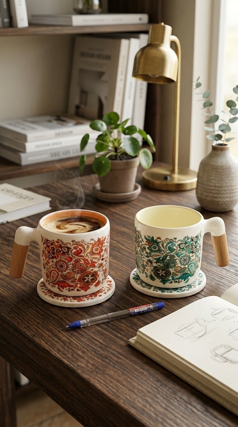 لیوان ترمه دسته چوب